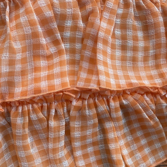 Orange Gingham Ruffle Skirt Size Medium - Picture 4 of 8